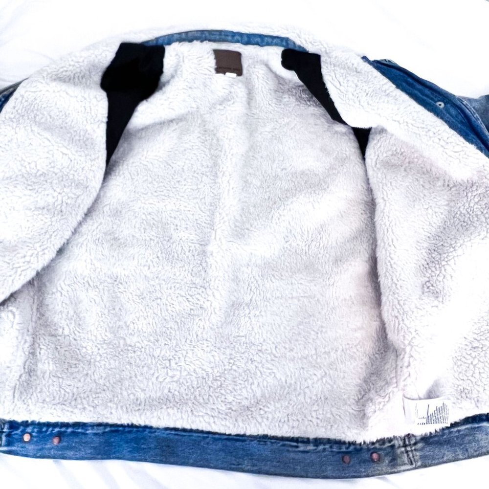 Denim Trucker Sherpa lined jacket Size Small - Picture 6 of 12